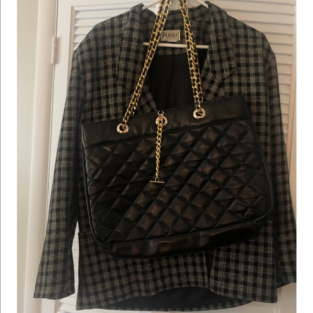 Vintage Pliers Plaid Jacket & Giani Bernini purse